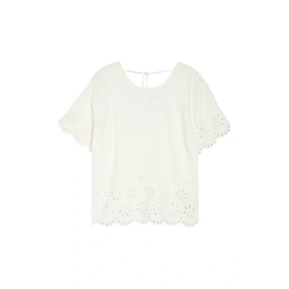 Madewell NWT Floral Eyelet Crop Top In‎ Lighthouse in Size 1X & 3X MSRP $92 - Picture 2 of 7